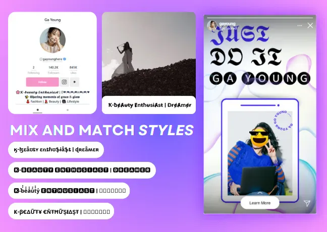 The fancy text generator for instagram profile and stories.