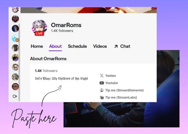 Twitch profile screenshot using fontify text