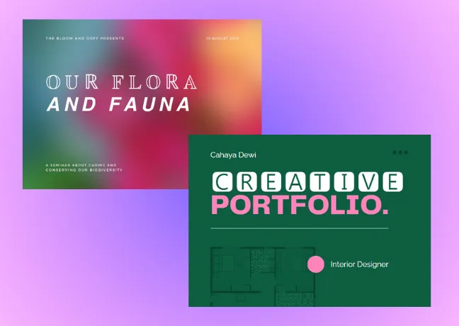 Beautifully designed presentation slides using fancy words