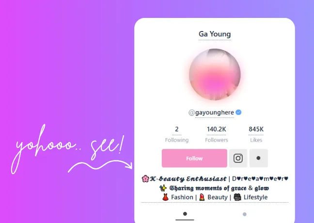 Image indicates the third step of stylish font in a social media bio.