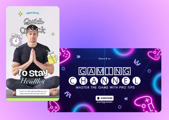 Video titles images of TikTok video and YouTube thumbnail for gamers