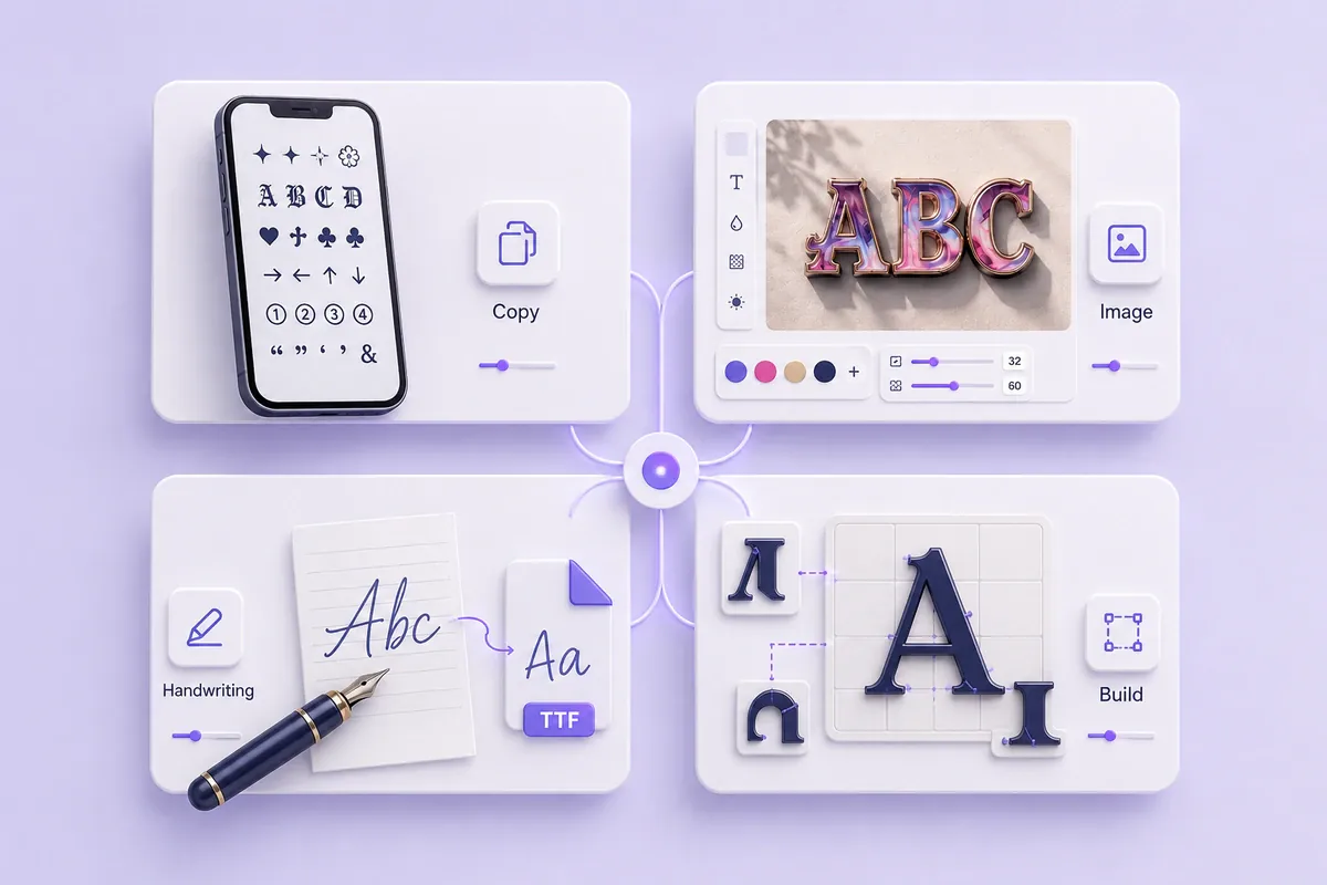 Free font generators grouped by task and output type