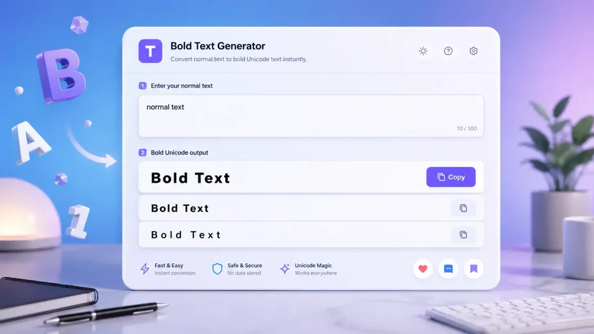 Online bold letter maker converting regular words into bold Unicode text
