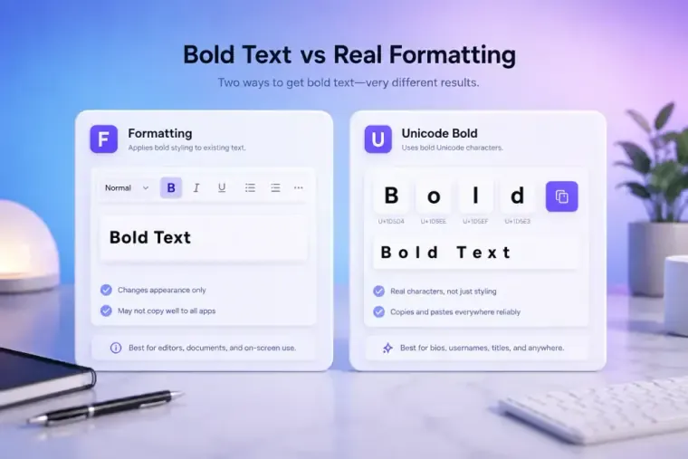 Difference between real formatting and Unicode bold text