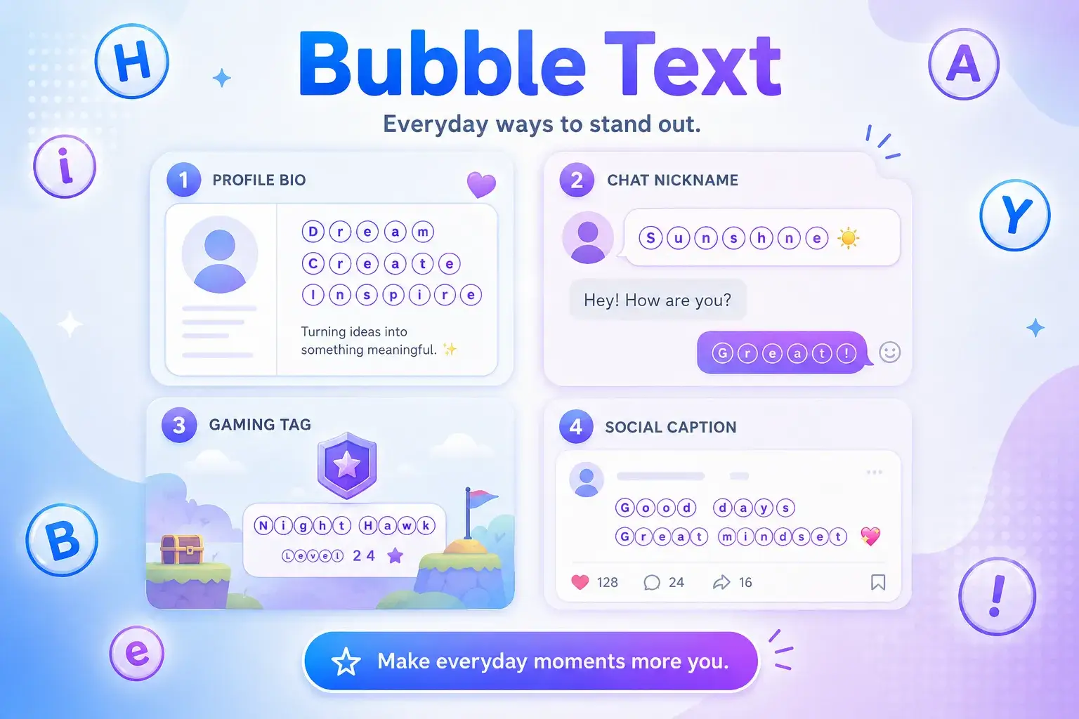 bubble letters copy and paste for Instagram and Discord bios