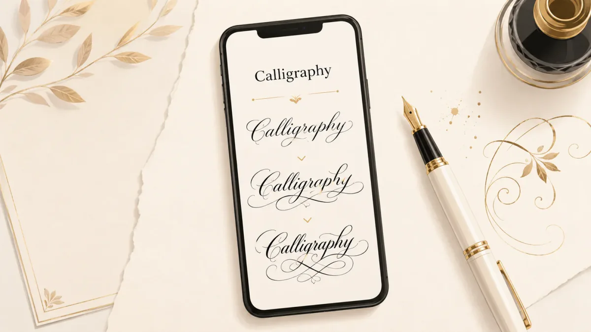 Calligraphy font generator turning plain text into elegant script styles on a phone