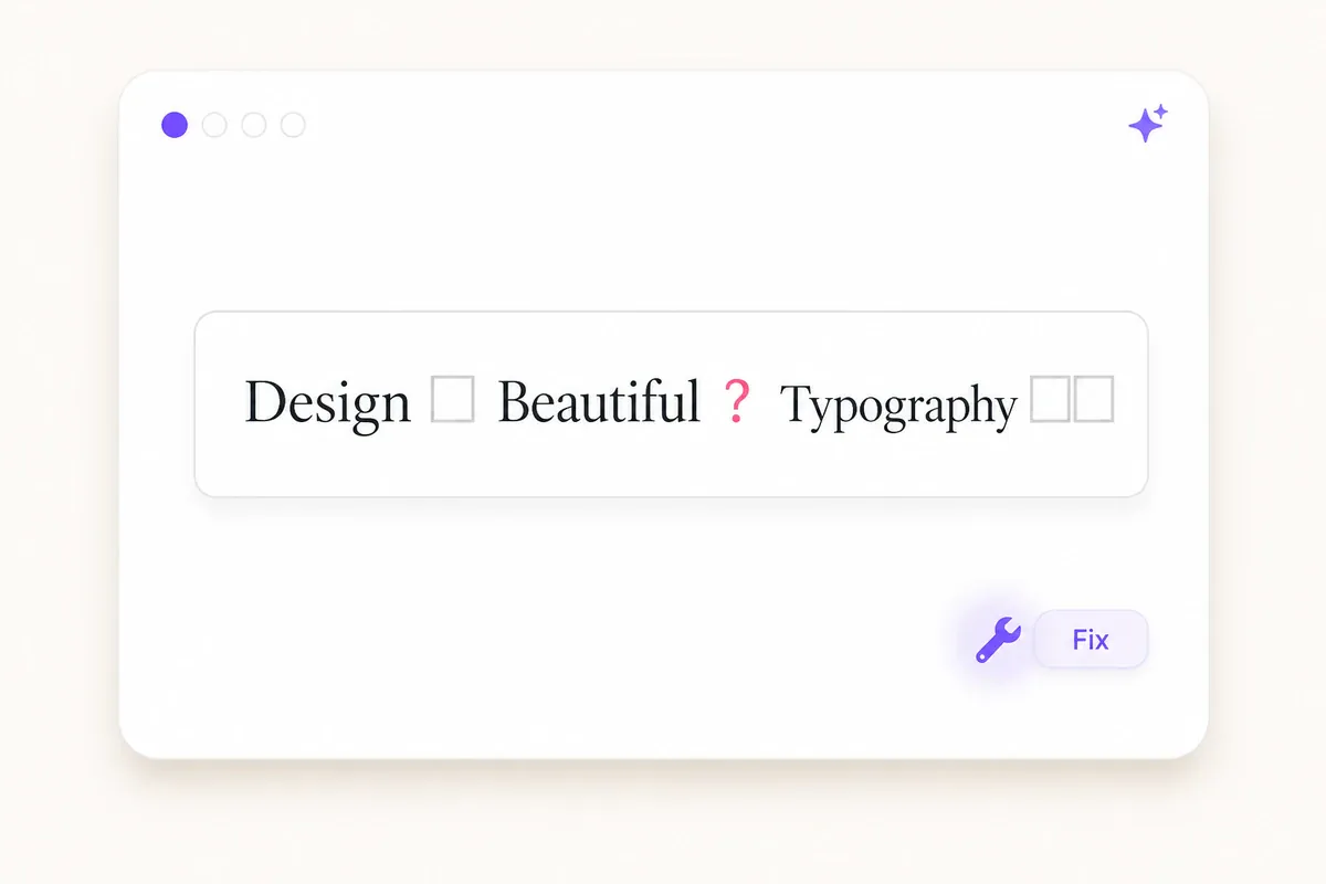 Serif text showing empty boxes and question marks that need a fix