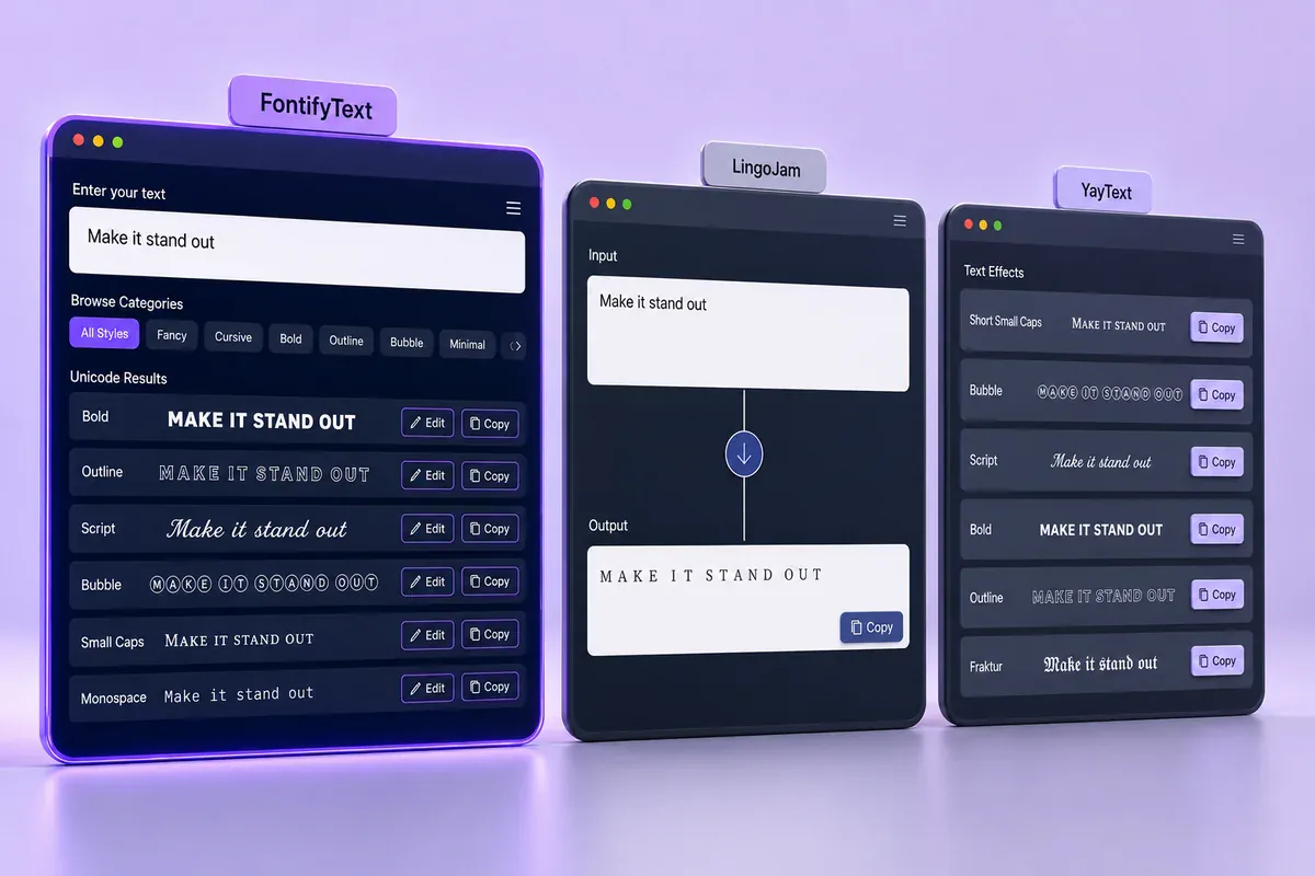 Quick verdict comparing FontifyText, LingoJam and YayText