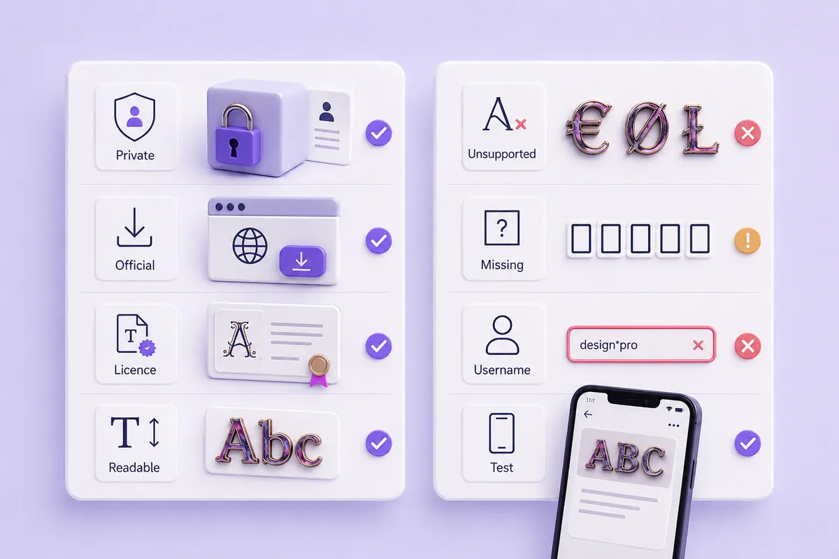 Font generator safety, licensing, and troubleshooting checklist