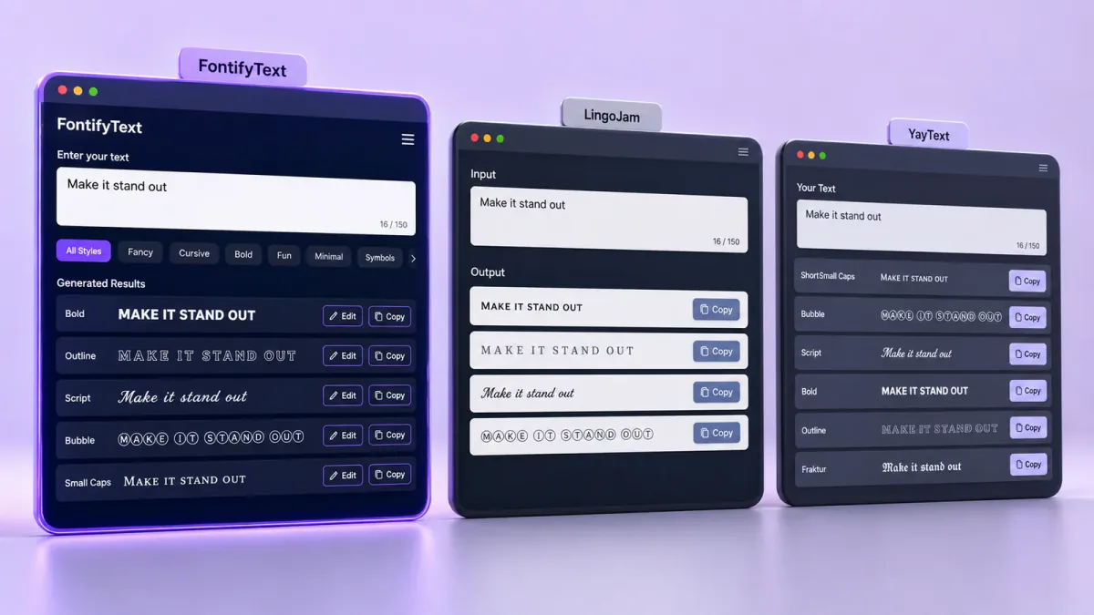 FontifyText, LingoJam and YayText comparison for 2026