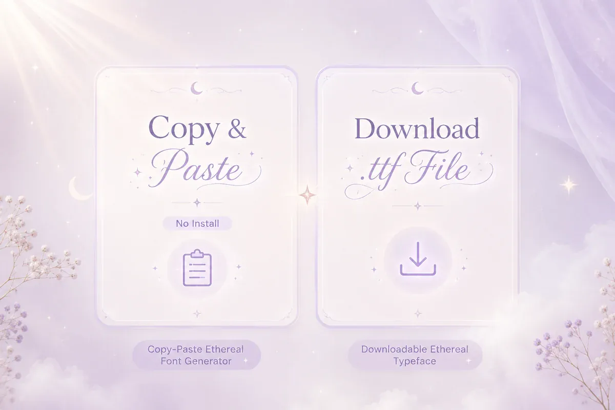 Comparison of the copy-paste ethereal font generator versus a downloadable Ethereal typeface file