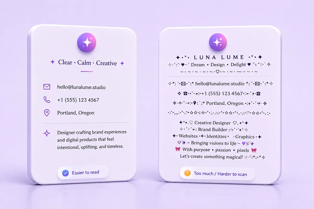 Readable and excessive uses of decorative Unicode text