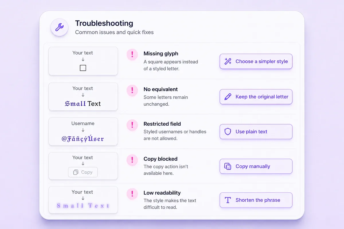 Troubleshooting common small Unicode text problems