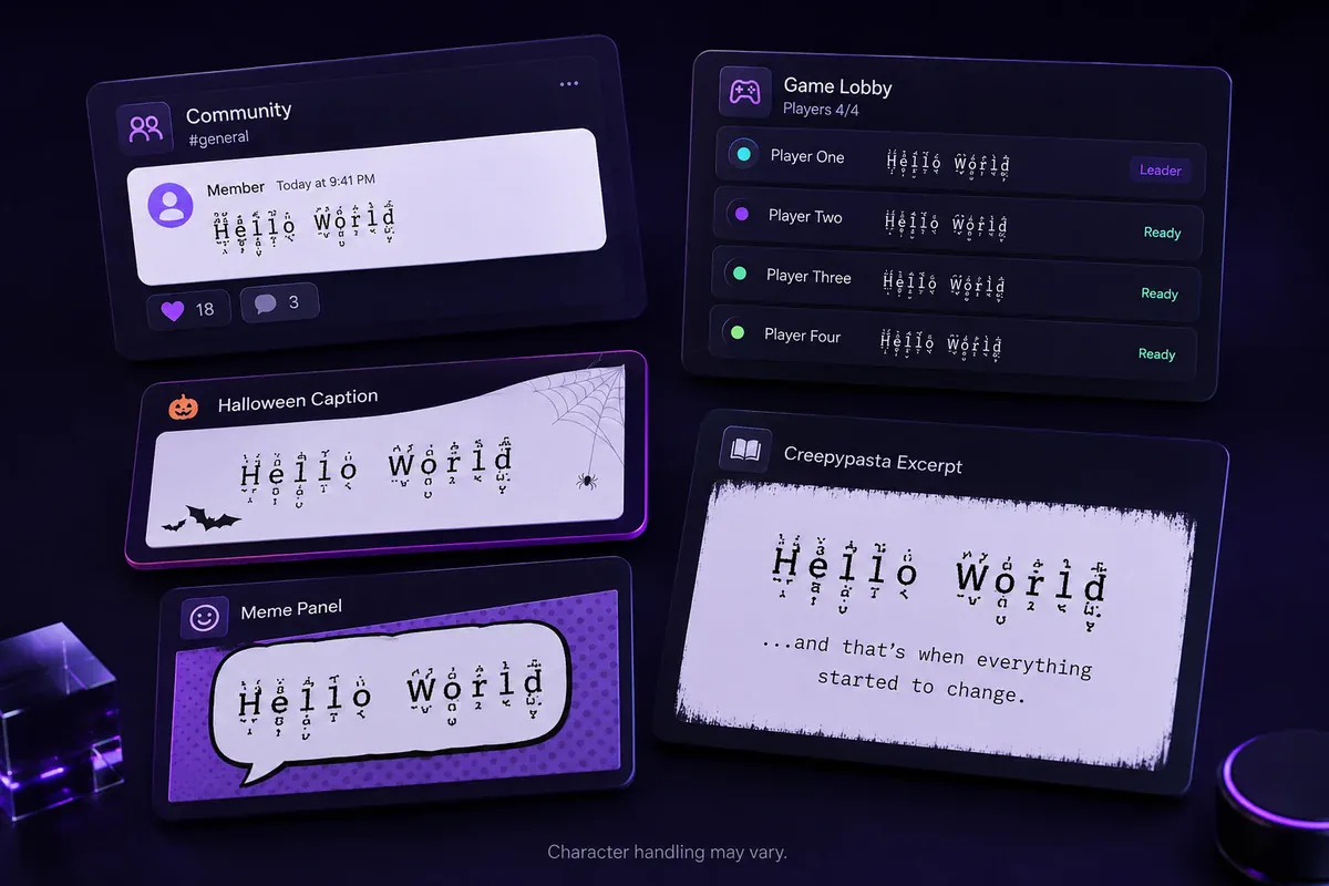 Zalgo text examples for community messages, captions, memes, and horror writing